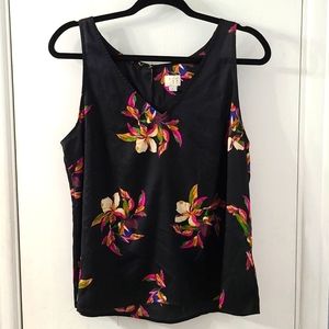 A new day black floral sleeveless blouse